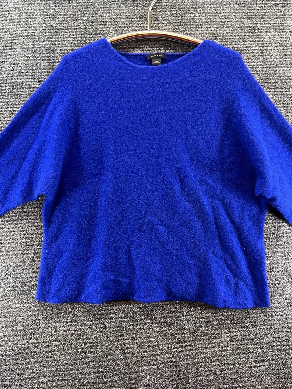 Only Mine 100% 2-Ply Cashmere Sweater 1X Royal Blue Dolman Sleeve Quiet Luxury